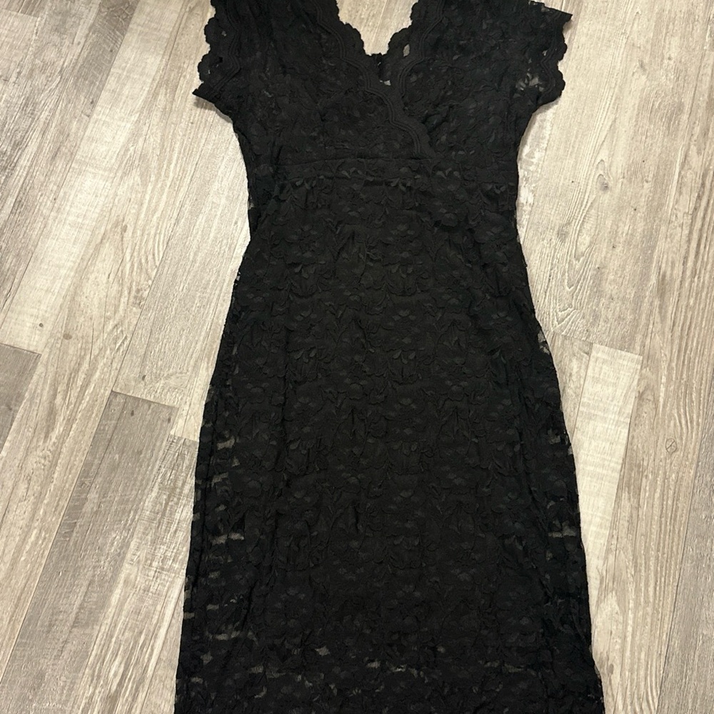 Tiana B. Black Lace Midi Dress size 8
